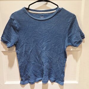 French Toast Indigo Ribbed Short Sleeve Tee